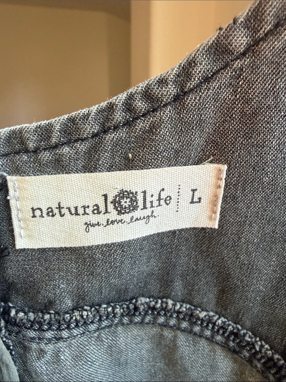 NATURAL LIFE Washed Gray Denim Shift Dress - Picture 2 of 9